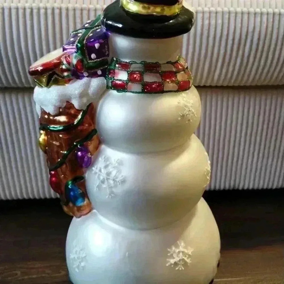 Thomas Pacconi Classics Blown Glass Collectible Snowman Statue 14” - Picture 11 of 16